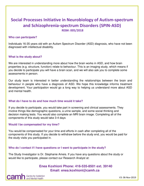 Social Processes Initiative in Neurobiology of Autism-spectrum and Schizophrenia-spectrum Disorders (SPIN-ASD)