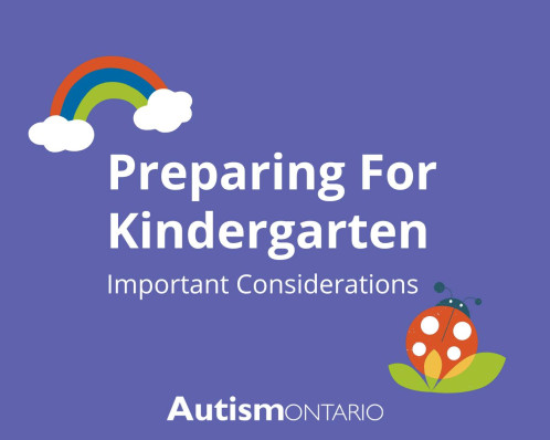 Purple background with a rainbow and a ladybug with the words Preparing for Kindergarten