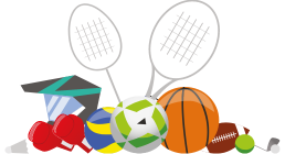 Sports equipment in a pile