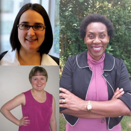 A photo of webinar hosts Charlene Davidson, Courtney Weaver, and Sherron Grant