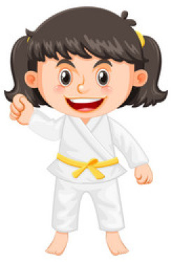 Cartoon image of a girl in a taekwondo uniform 