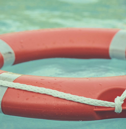 A floating water safety ring