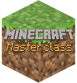 Minecraft block with Minecraft Masterclass on top.