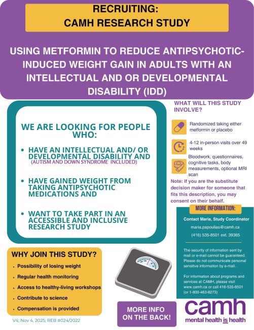 CAMH Metformin Study Flyer