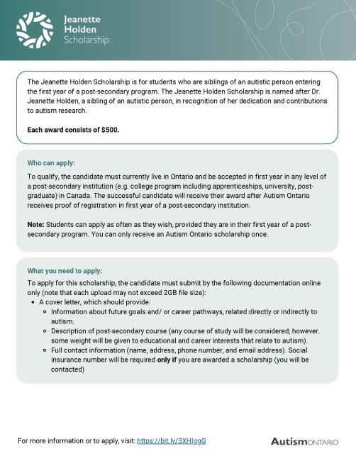 Screenshot of Jeanette Holden Scholarship document